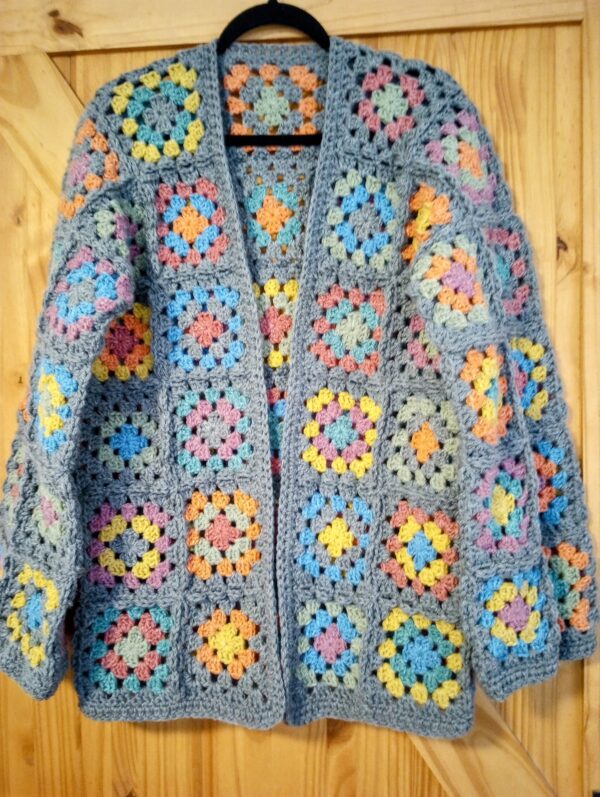 Vintage Inspired Handmade Granny Square Cardigan Sweater - Image 3